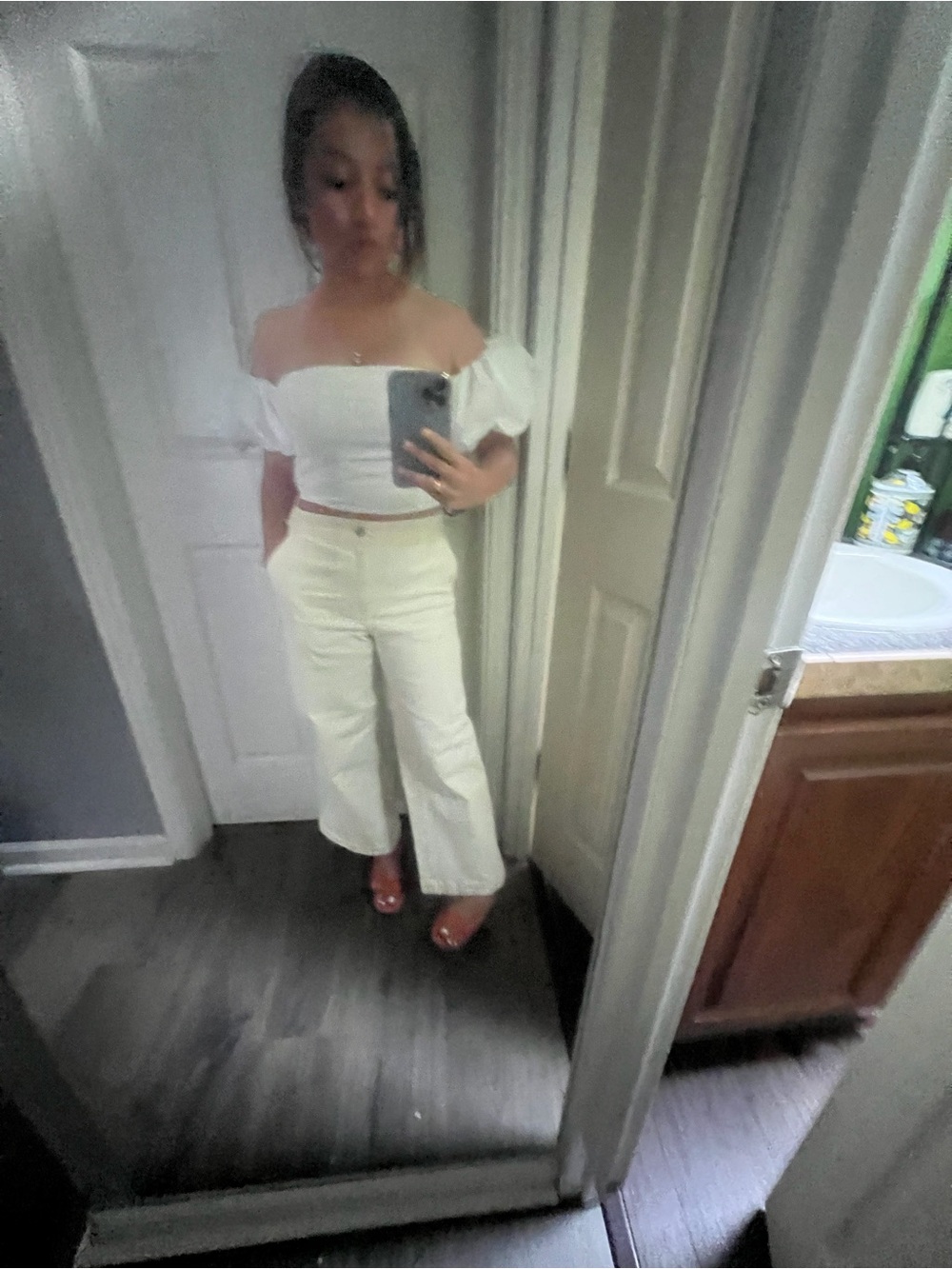 white off-the-shoulder crop top from Abercrombie & Fitch